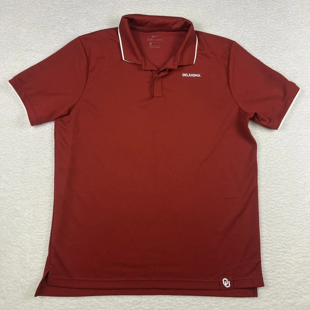Oklahoma Sooners Nike Dri-FIT Polo Shirt Mens Large Red Performance Logo